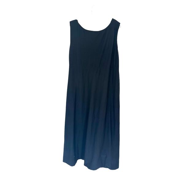 Eileen Fisher Dress Black Sleeveless Cross Front Midi V-Neck Casual Size XL - Picture 8 of 12